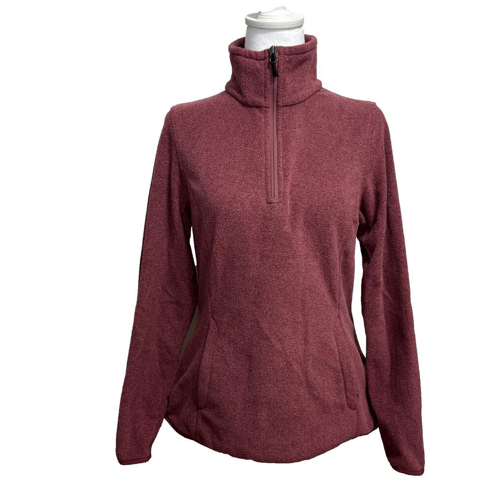 Quarter Zip Fleece Pullover Rose Pink Soft Warm Activewear Outdoor HikingSmall